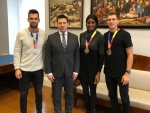 MMil hõbemedalid võitnud Magnus Kirt, Maicel Uibo ja Shaunae Miller-Uibo külastasid Stenbocki maja MMil hõbemedalid võitnud Magnus Kirt, Maicel Uibo ja Shaunae Miller-Uibo külastasid Stenbocki maja